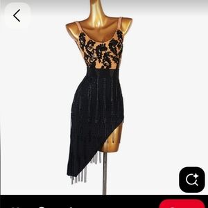 Elegant Asymmetrical Black Fringe Skirt